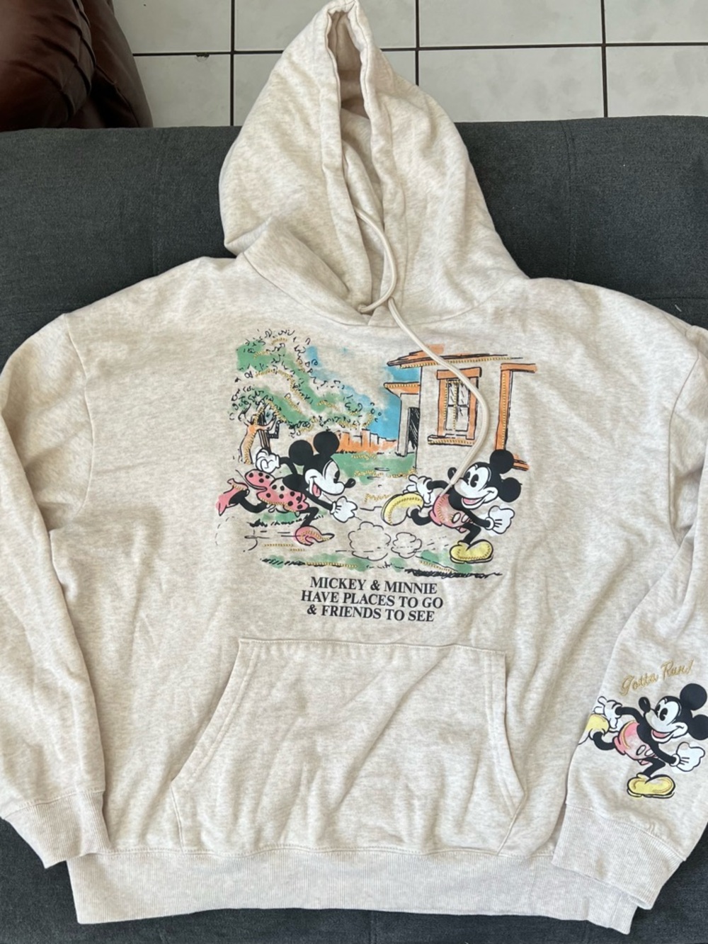 Disney Mickey Mouse Hoodie - Cream Heather